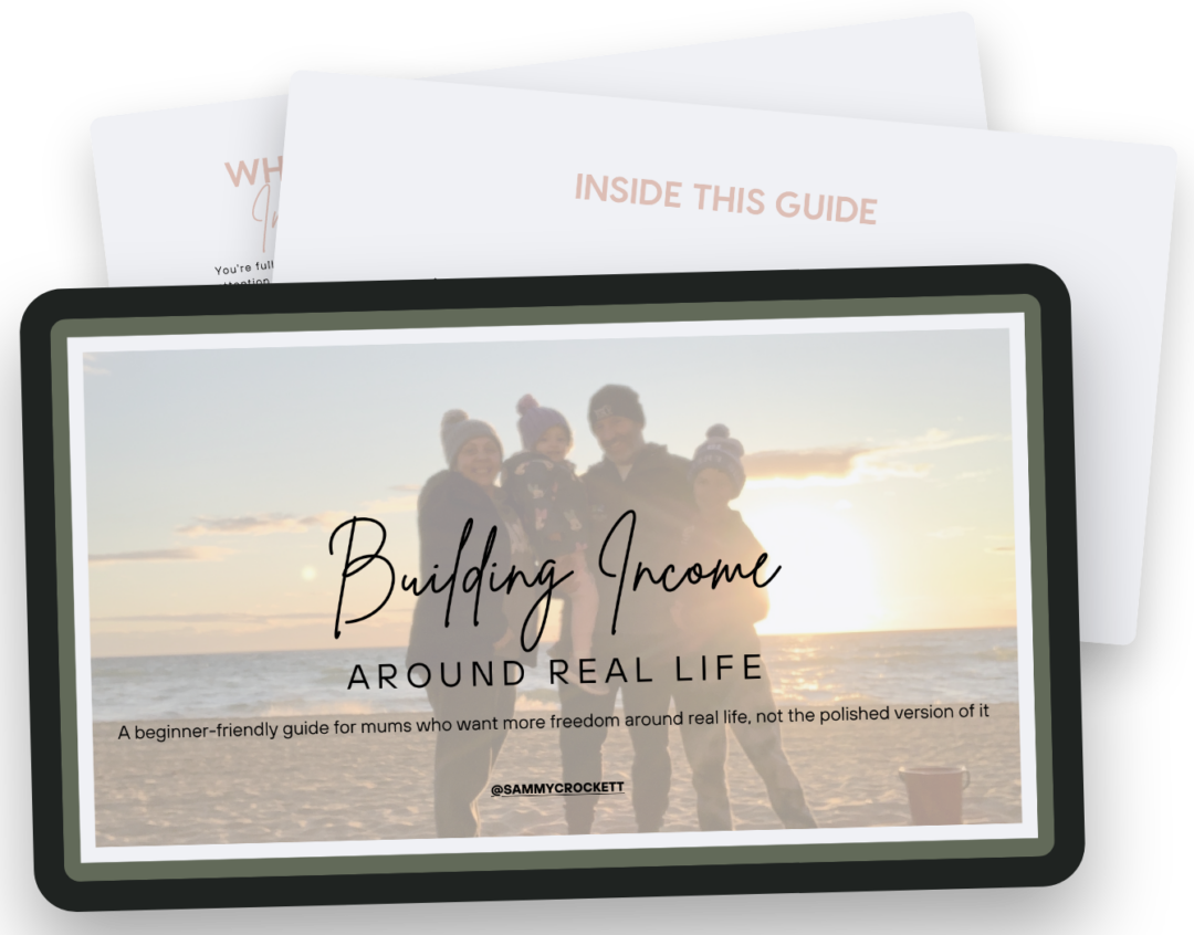 The Building Income Around Real Life free guide on a tablet